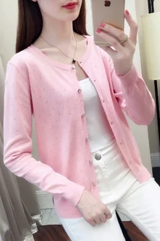 

Early autumn of 2020 new breathable sunscreen hollow thin cardigan knitted shawl short loose jacket blouse woman