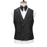 Cenne Des Graoom Latest Coat Design Men Suits Tailor-Made Tuxedo 3 Pieces Blazer Wedding Party Singer Groom Costume Homme Black 2