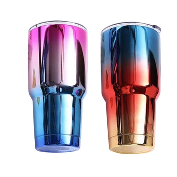 

2pcs Stainless Steel Thermos Cup with Lid Straw 30Oz Insulated Beer Cup Drinking Thermos Coffee Cups - Red & Blue