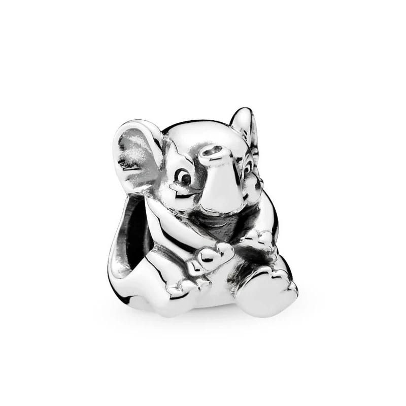 925 стерлингового серебра шармы бусины в форме животных эмаль S925 талисманы подходят Pandora браслет для женщин ювелирные изделия делая подарки - Цвет: Серебристый
