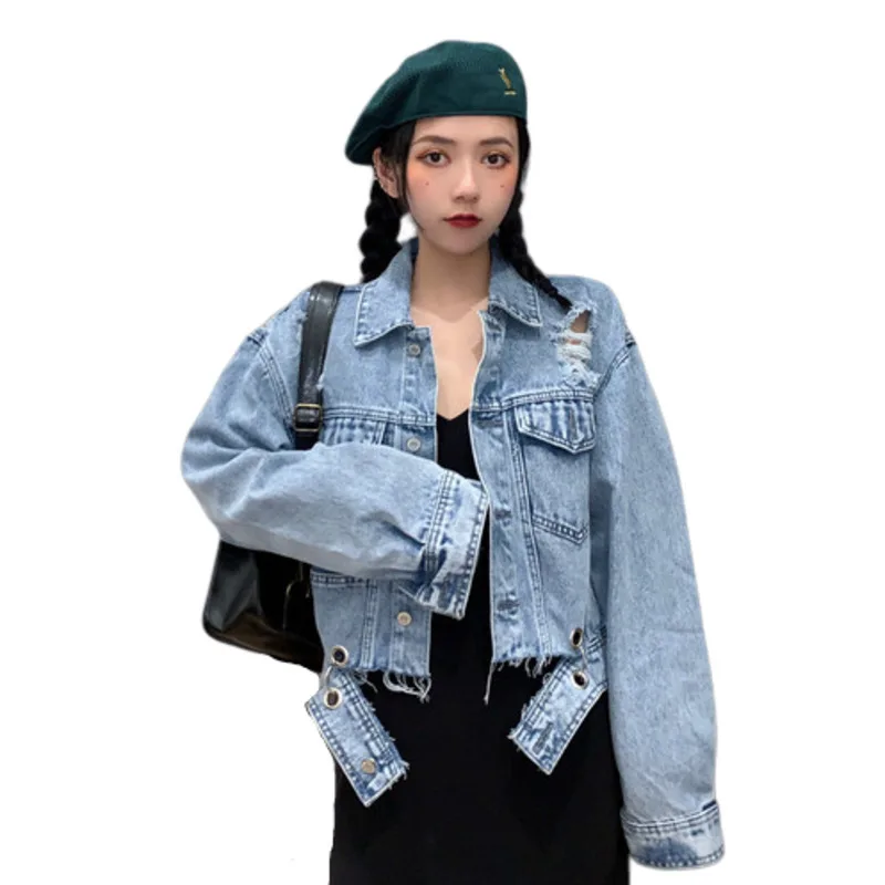 Осеннее короткое свободное Ковбойское пальто для женщин, Chaqueta Mujer Befree Vadim Harajuku, куртки BTS