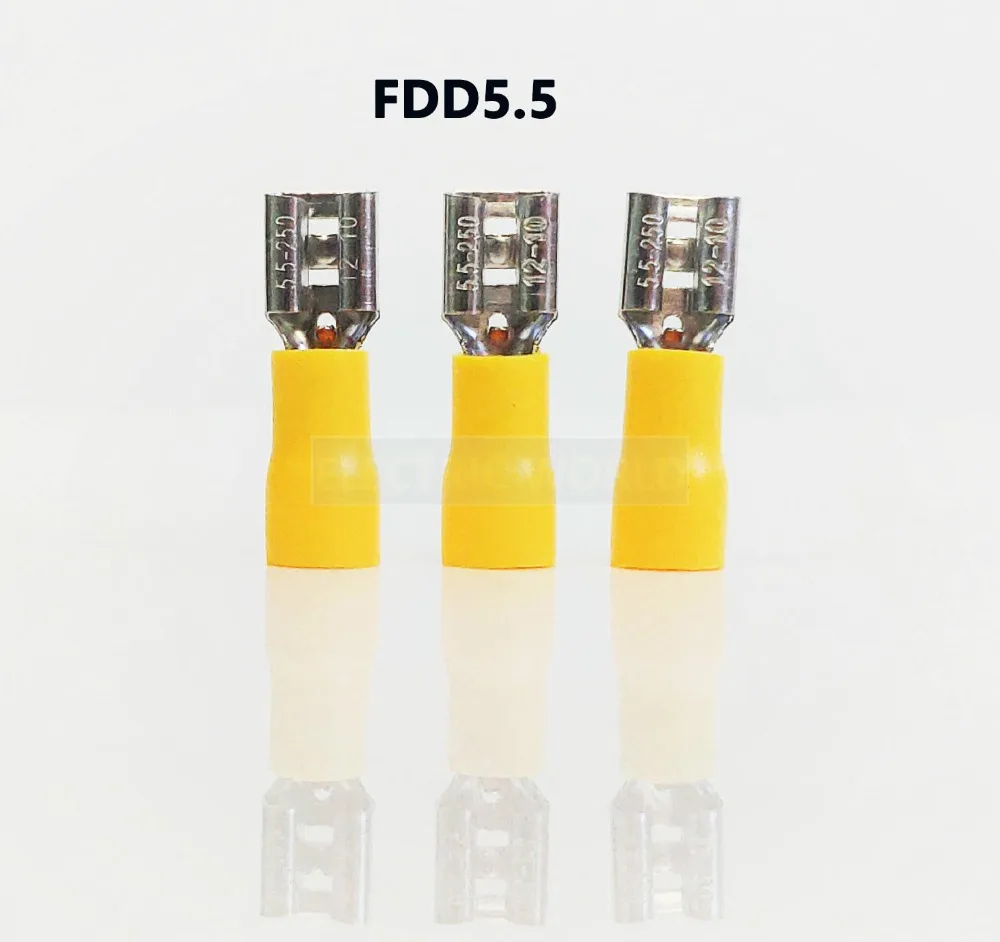FDD5.5 серии 100 шт./пакет изолированный женский разъединитель кабельный разъем провода терминалы Предварительно изолированные клеммы