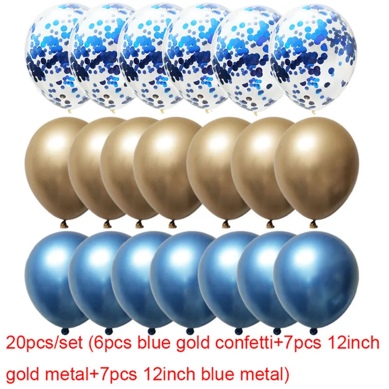 20 шт шары синие и золотые металлические шары на день рождения Декорации детские толстые глянцевые хромированные латексные воздушные шары с металлическим отливом гелием XN - Цвет: style 15