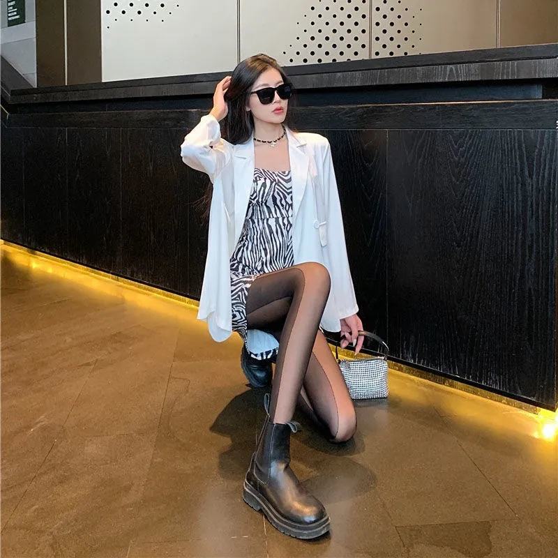 Calze sexy da donna nuova primavera Cute Cat Tail Leggings Collant patchwork con doppia striscia velata tentazione_voghion.com