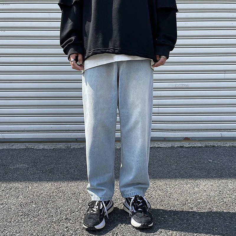 Japanese Wide-Leg Jeans Men Fashion Vintage Casual Trousers Male Streetwear Autumn Loose Hip-Hop Harajuku Straight Denim Pants 2