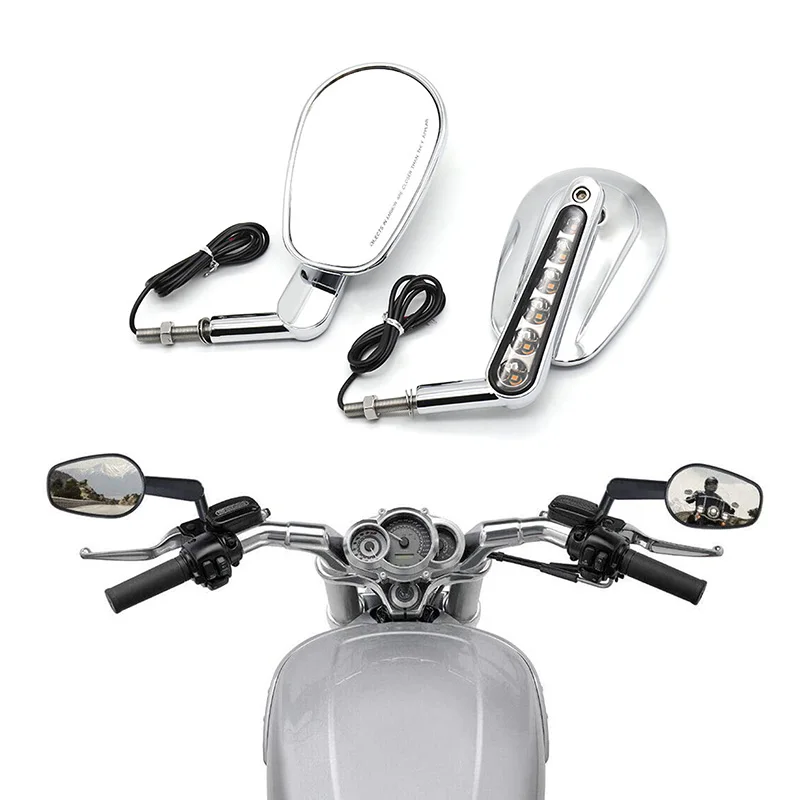 Silver Muscle Rear View Mirrors & LED Front Turn Signals For Harley V ROD VRSCF 