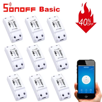 

5/1Pcs Sonoff Basic WiFi Smart Switch Wireless Home Automation Relay Module Domotica DIY Timer Smart Home 10A 220V AC 90-250V