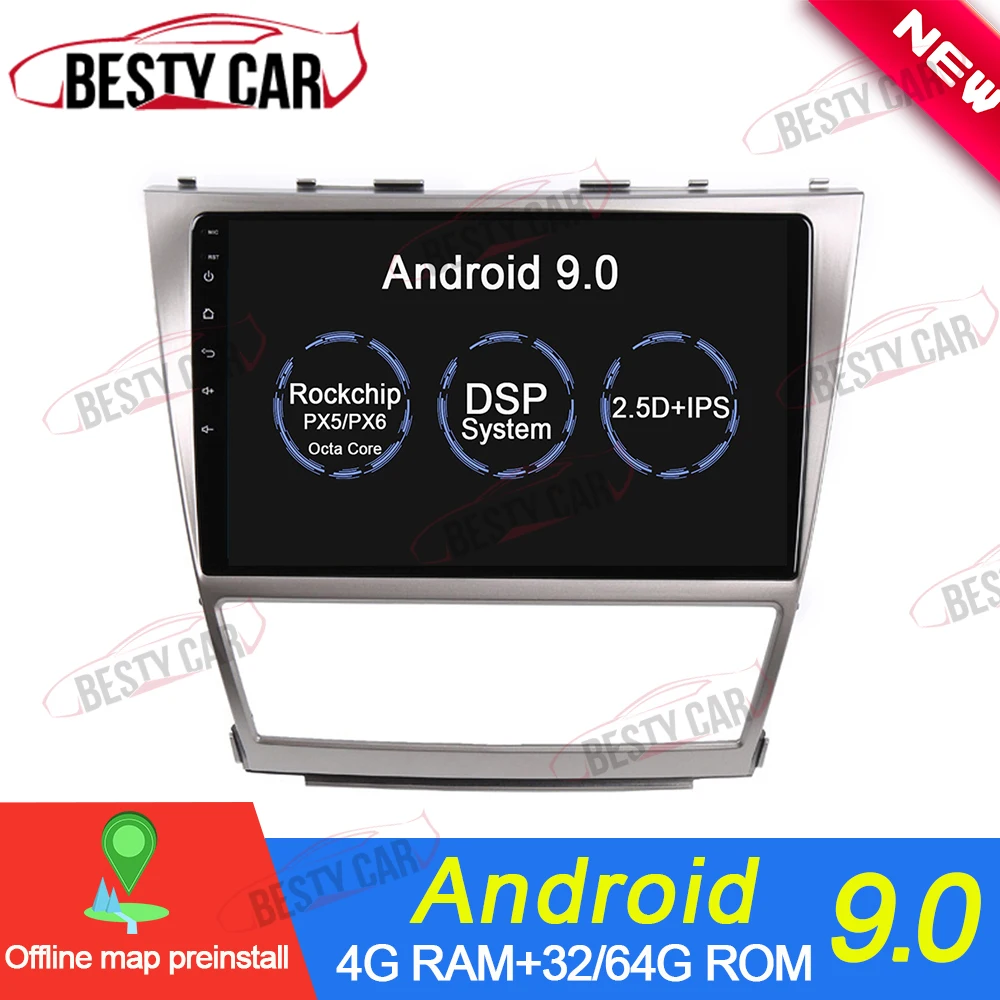 10,1 ''Android 9,0 Автомобильный мультимедийный плеер стерео для Toyota CAMRY 2006-2011 навигационное головное устройство радио DSP 2.5D+ ips