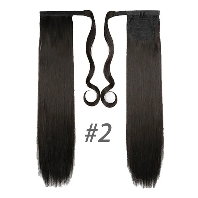 MSTN 24 дюймовые Длинные Накладные Синтетические прямые Конские хвосты для женщин, натуральные накладные волосы на заколках, накладные волосы блонд - Цвет: 2