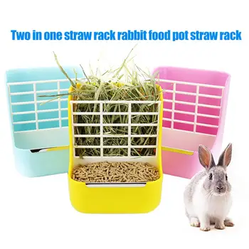 

HOT SALE 2in1 Plastic Grass Bowl Rack Hay Cat Guinea Pigs Small Animals Bowl Small Pet Rabbit Hay Grass Feeder Rack Fixed Extern