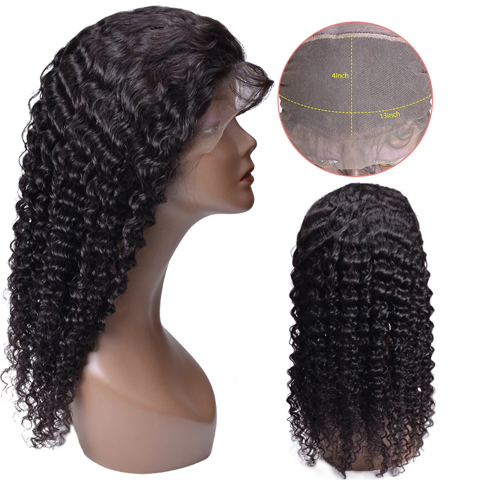 Малазийские кудрявые волосы на фронте шнурка с волосами младенца 10-24 дюйма 13*4 человеческие волосы парики для черных женщин не Реми волосы парик шнурка