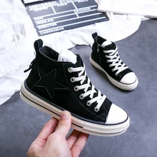 Обувь с высоким берцем, Canvas детские кеды, обувь черного цвета, детские кроссовки, звезда, повседневная обувь; удобные женские туфли; туфли для тенниса без каблуков Infanti