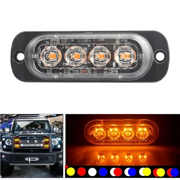 

Ultra Thin 4 Chips Car LED Strobe Light Emergency Light Grill Breakdown Auto Flashing For SUV Truck Motorcycle 12-24V Lightbar