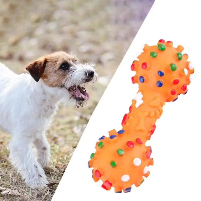 Puppy Dumbbell Bone Toy PVC Vocalization Safety and Non-toxicity Rubber Bite Resistant Interactive Clean Teeth Chew Game