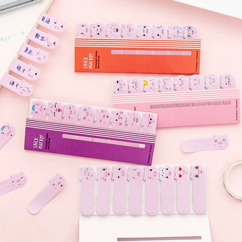 Корейский милый розовый поросенок животных блокнот стикеры Memopad канцелярские