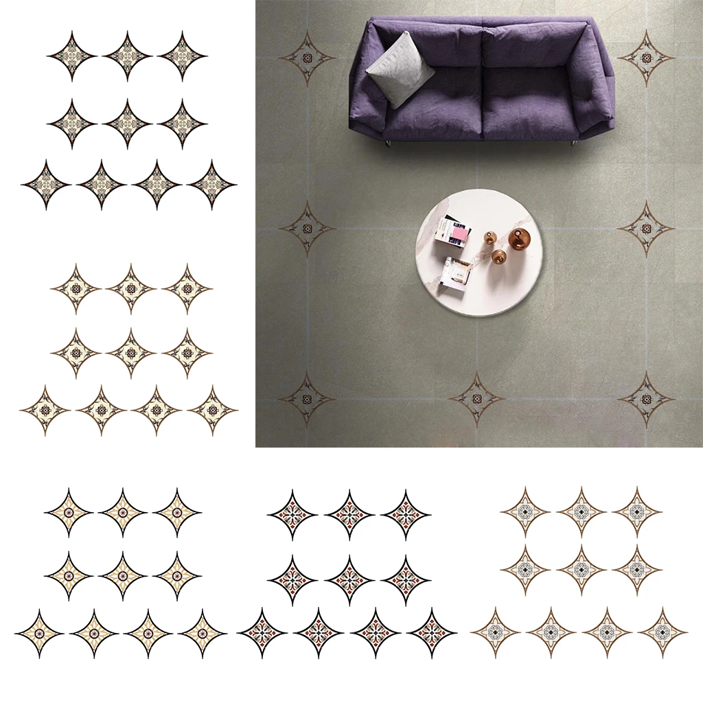 European Self Adhesive PVC Ceramic Tile Stickers Waterproof Floor Wall Sticker Diagonal Kitchen Home Decoration