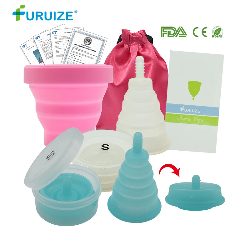 

New Arrival Foldable Copa Menstrual Cup with Sterilizing Cup Feminine hygiene reusable Flexible Clean Lady Cup With Cloth Bag