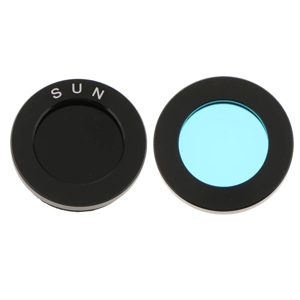 2Pcs Standard 1.25 inch Color Filters Set for Telescope Eyepiece - Black Blue, for Moon Planet Lunar Planetary Observation