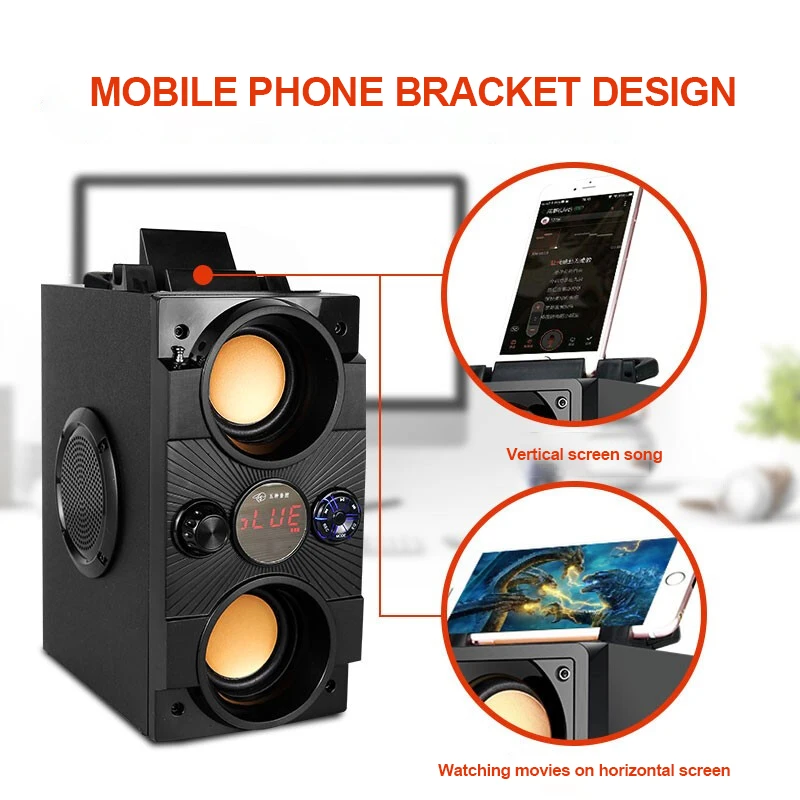 Портативный Bluetooth динамик открытый беспроводной 3D объемный стерео Поддержка микрофон DVD PC FM TF карта домашний сабвуфер