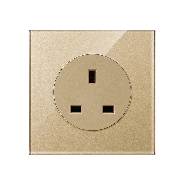 KAMANNI Frameless Grey Glass Panel Luxury Wall Rocker Light Button Switch Socket Led Indicator 2 Gang Controls 1/2Way New Design UK Socket