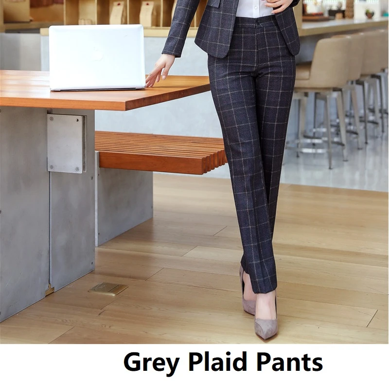 Grey Pants Высокое качество ткань весна осень для женщин Формальные Деловые костюмы OL стили Профессиональный брючный костюм дамы Офис Рабочая одежда блейзеры - Цвет: Grey Pants