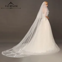 Свадебная вуаль цвета слоновой кости, белая Соборная длина 3 м, двухслойная свадебная вуаль с аппликацией по краям, свадебная вуаль с гребнем, свадебные аксессуары