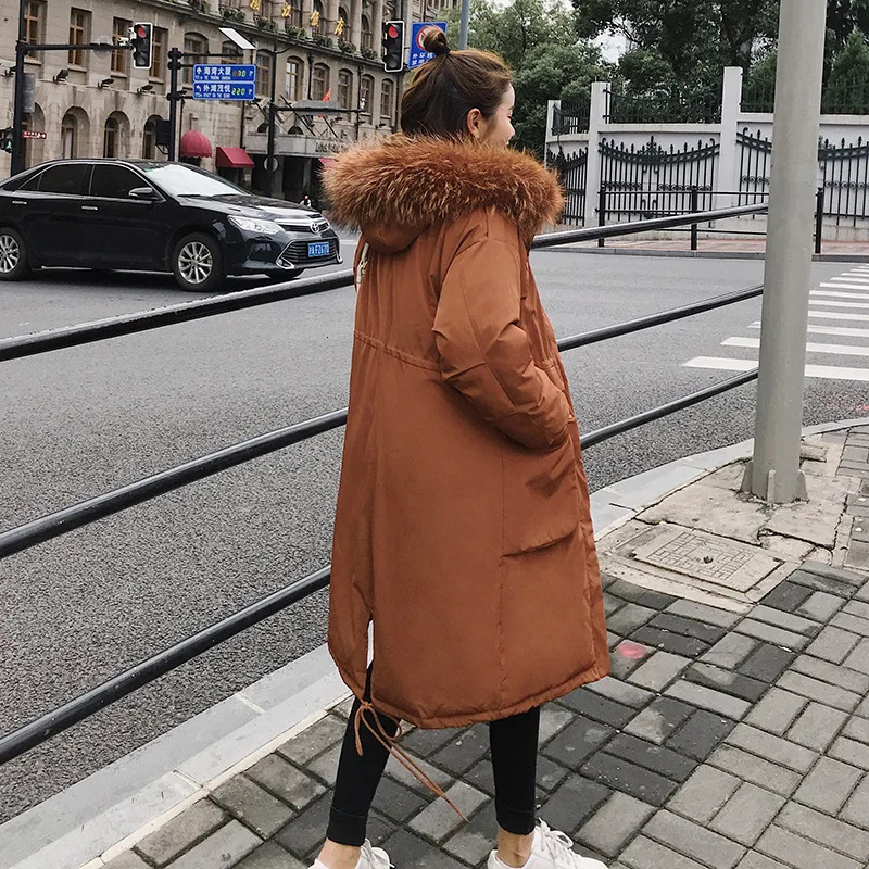 Женское однотонное пальто с капюшоном, тонкая длинная куртка, женская зимняя утепленная куртка, прямая Парка выше колена - Цвет: see chart