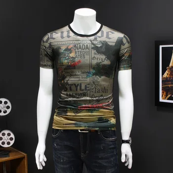 

Personality Print Tshirt Man Club Party Summer Streetwear T-shirt Fashion Homme Hombre Camiseta Hombre Manga Corta Short Tee