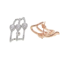 Розовое золото цвет корейский стиль простой кристалл серьги гвоздики для женщин украшения для свадьбы Свадебные обручальные серьги женские подарки