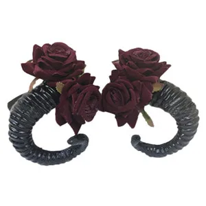 Black-WineFlower Модные женские заколки для Хэллоуина, рога антилопы, Женские Розовые заколки, женские вечерние аксессуары для волос - Цвет: Black-WineFlower
