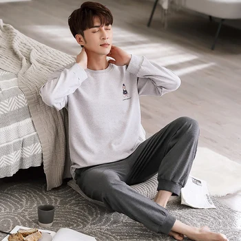 

Cartoon Printing Long Sleeve Pants Sleepwear Fashion Style Casual Style Man Clothes Sleepwear Man Clothes Man Pajamas Set