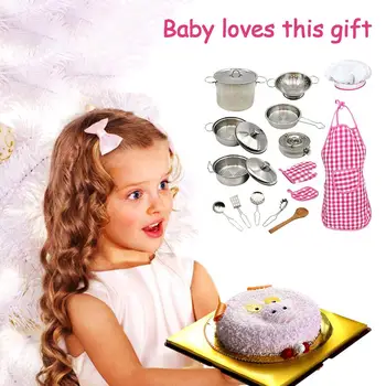 

18PCS/Set Chef Dress Up Clothes Play Kitchen Accessories Set Kids Cooking Baking Tools Pretend Chef Play Kitchen Toys Set