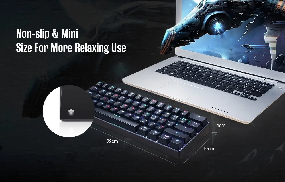Игровая механическая клавиатура Motospeed CK61, 16,8 миллионов, система RGB подсветки, 1,8 мм, ключ для путешествий, 0,8 миллионов нажатий