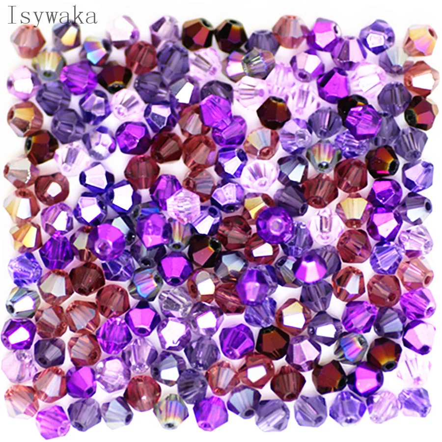 IsywakapurpleMulticolor100pcs4mmBiconeAustriaCrystalBeadscharm