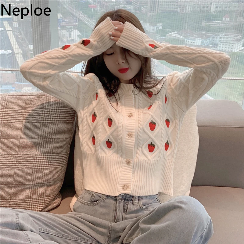 Neploe 女性用ニットカーディガン かぎ針編みの花柄のセーター 韓国のファッションカーディガン コート 秋のセーター 婦人服 Cardigans Aliexpress