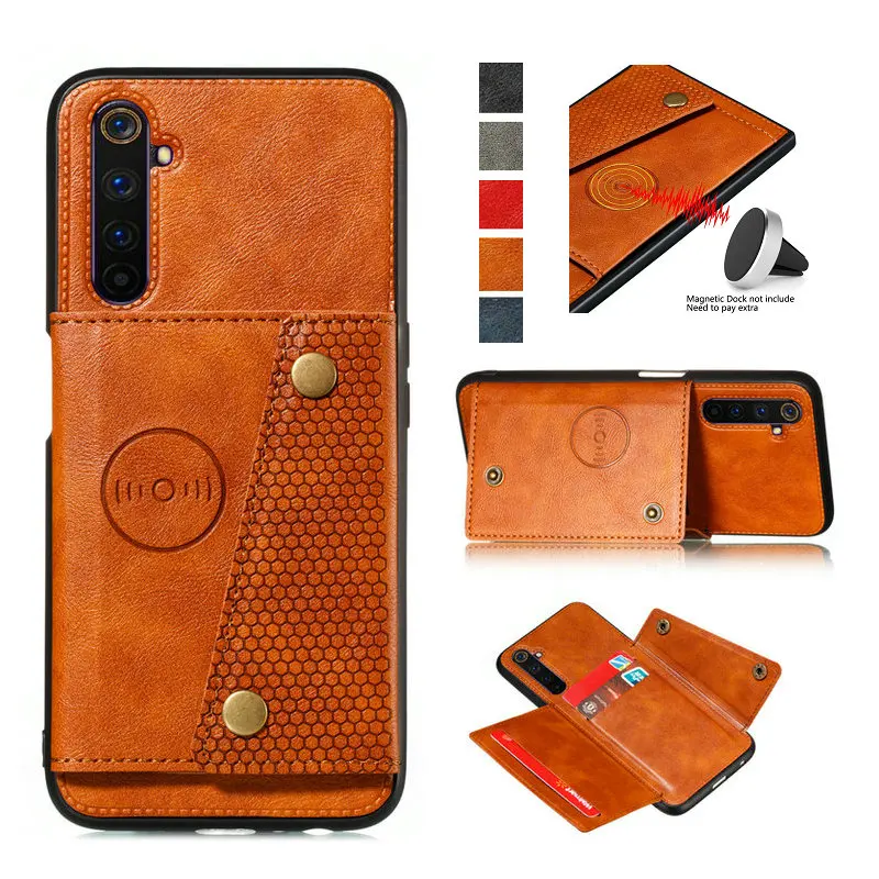 Oppo Realme 6 Pro X50 кожаный чехол для Coque Realme6 A5 2020 слоты карт задний Чехол A9 ТПУ бампер 5