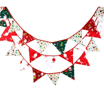 

3.2M Christmas Bunting Banner KitâFabric Reusable Xmas Pennant Flag Triangle