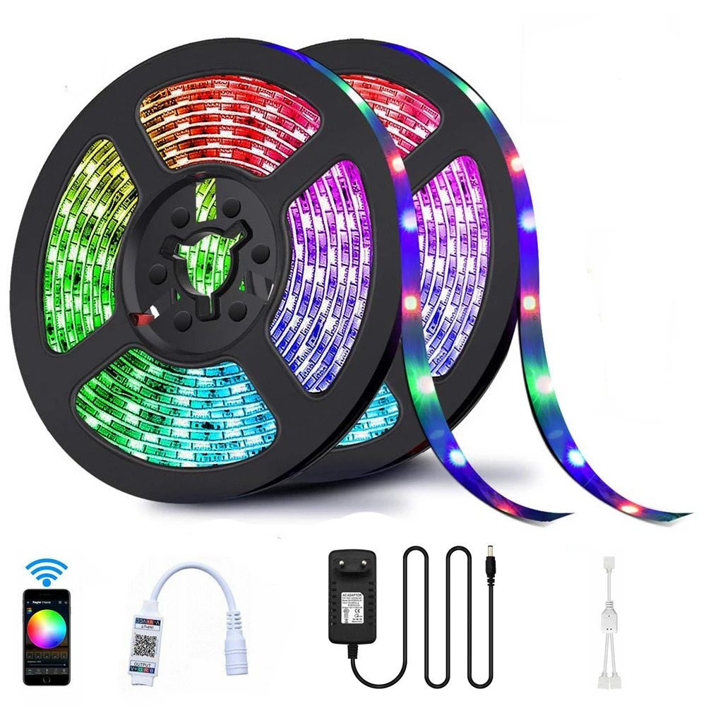 RGB 3528 LED Strip Lights Colour Changing With IR Remote Power Supply 12V 5M/10M 