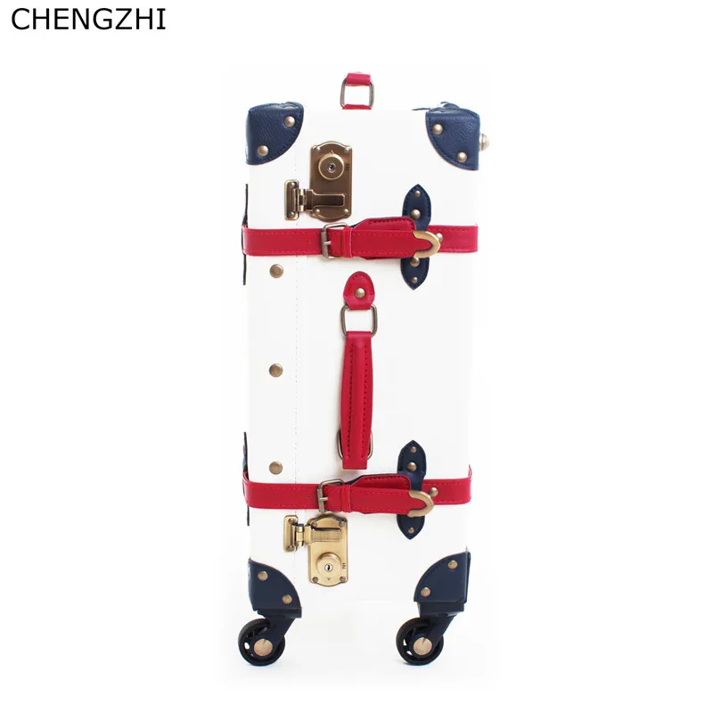 CHENGZHI 2" 24" 28 дюймов PU ретро женский чемодан на колесиках фирменный туристический чемодан на вращающихся Колесиках На Колесиках