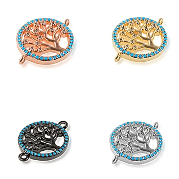 

0.8*0.6in Fortune Tree Exquisite DIY Jewelry Bracelet Making Accessories Brass Zirconia Bracelet Necklace Connector Finding