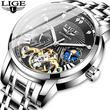 

LIGE Men luxury Automatic Mechanical Watch Classic Business Watch Men Tourbillon Waterproof Men Wristwatch Relogio Masculino+Box