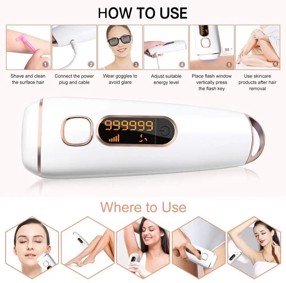 IPL Laser Depilator 900000 flash professional permanent LCD laser hair