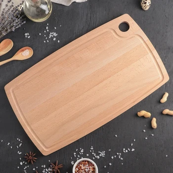 

Chopping board "BUKOVSKY", with a hole and a blood outlet, solid beech, 40 × 23 × 1.2 cm