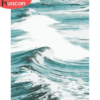 

HUACAN DIY Pictures By Number Sea Kits Drawing On Canvas Painting By Numbers Seascape Hand Painted Paintings Gift Home Decor