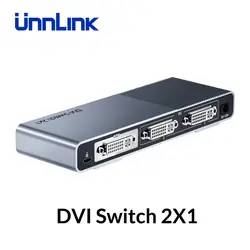 Unnlink переключатель dvi 2X1 2 в 1 выход UHD 4K 3D Визуальный FHD драйвер бесплатный ИК пульт дистанционного управления переключатель для проектора