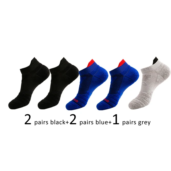 Veridical 5 Pairs Athletic Sport Running Socks For Men Colorful Cotton Breathable Deodorant Quick-Drying Ankle Boat Socks Brand 2black2blue1grey