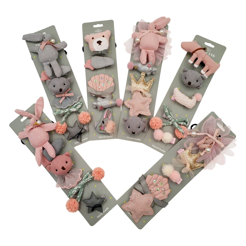 

5Pcs New Arrival Cute Baby Girls Headwears Kids Bowknot Flower Hairpins Set Headbands Headdress Children Hair Accessories Gifts