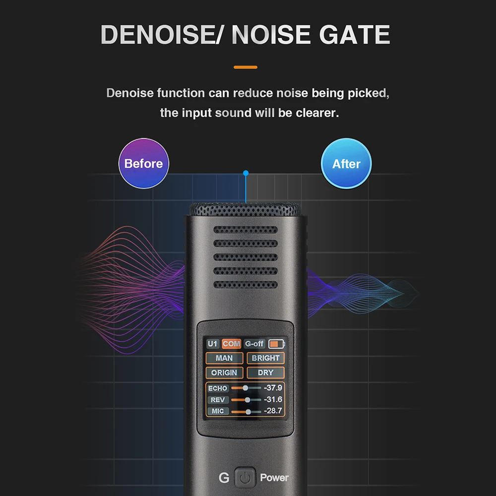 Lannge HK-600 Многофункциональный DSP микрофон однонаправленный микрофон с 1,3 дюймовым цветным ЖК-дисплеем 5 видов шаг/эквалайзер/эффект двойной телефонный вход