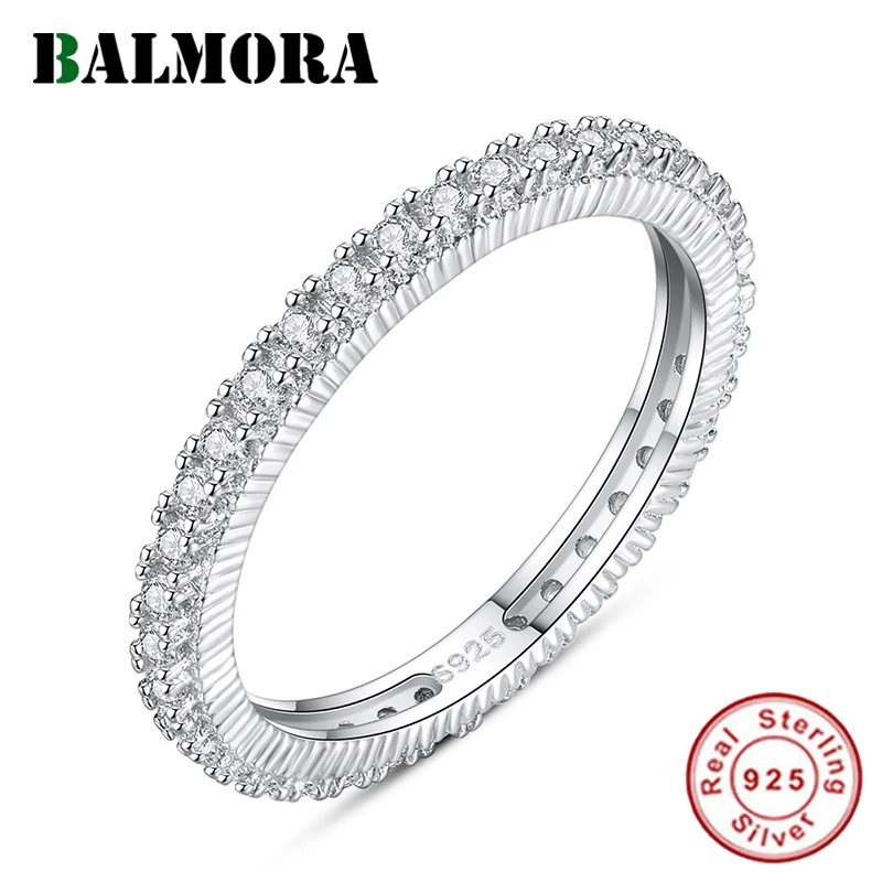 

BALMORA 925 Sterling Silver Elegant Midi Knuckle Finger Rings for Women Lady Gift Simple Fashion Zircon Jewelry Anillos LMSR0139