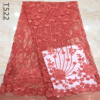 

Latest Nigerian Lace Fabric 2019 High Quality Lace 3d French Bridal Sequins Lace Fabric For African Lace Matrial 5yards
